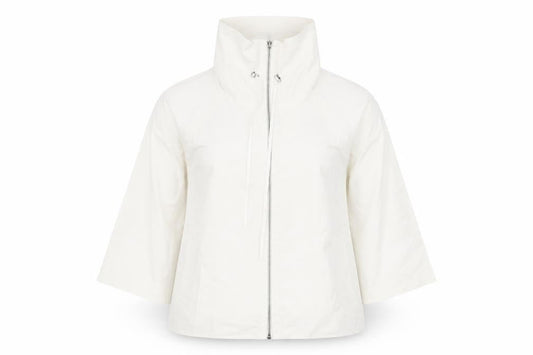 Front view of Principles women’s ivory jacket, size UK 10, zip - pull cord collar