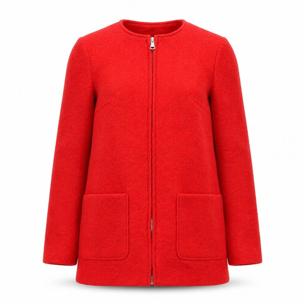 New Look Womens Red Jacket Size 10 Zip - Collarless