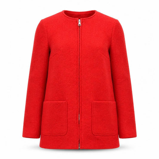 New Look Womens Red Jacket Size 10 Zip - Collarless