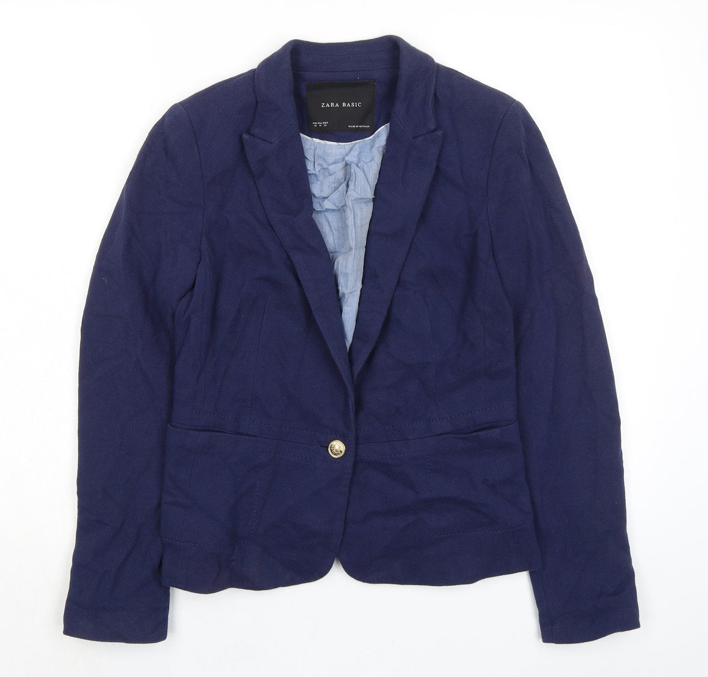 Zara Womens Blue Jacket Size M Button - Single Button Closure