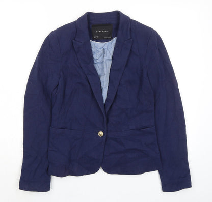 Zara Womens Blue Jacket Size M Button - Single Button Closure