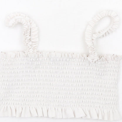 PRETTYLITTLETHING Womens White Polyester Cropped Tank Size M Square Neck - Ruffle