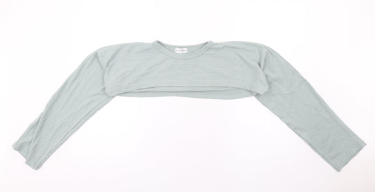 In the Style Womens Green Polyester Cropped T-Shirt Size 14 Round Neck