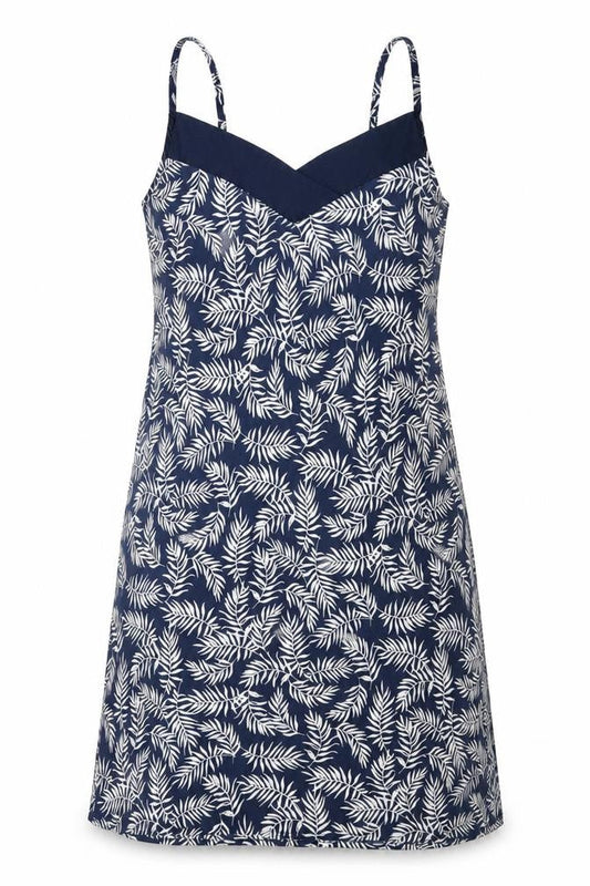 John Lewis Womens Blue Geometric Polyester Slip Dress Size M V-Neck Pullover