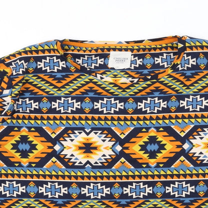 Chelsea Peers Womens Multicoloured Geometric Polyester Basic T-Shirt Size S Round Neck