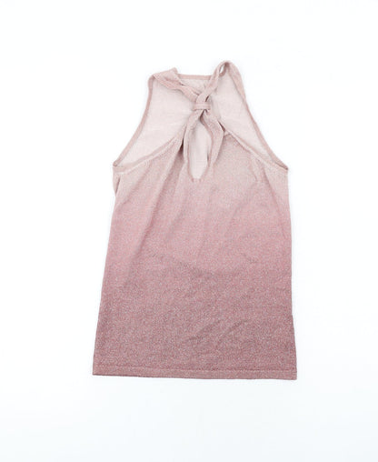 Next Womens Pink Viscose Basic Tank Size 8 Round Neck - Keyhole neck