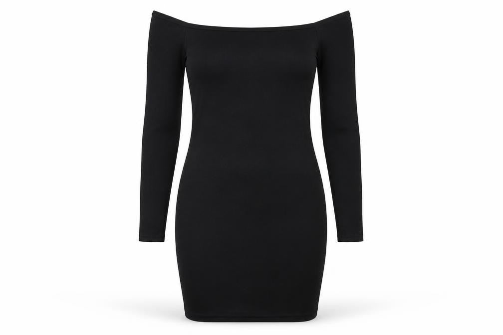 PRETTYLITTLETHING Womens Black Polyester Bodycon Size 6 Off the Shoulder Pullover