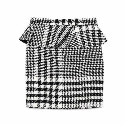 Zara Womens Black Geometric Cotton Straight & Pencil Skirt Size S Zip - Peplum