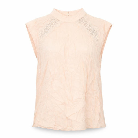 NEXT Womens Pink Viscose Basic Blouse Size 10 Mock Neck - Lace Detail