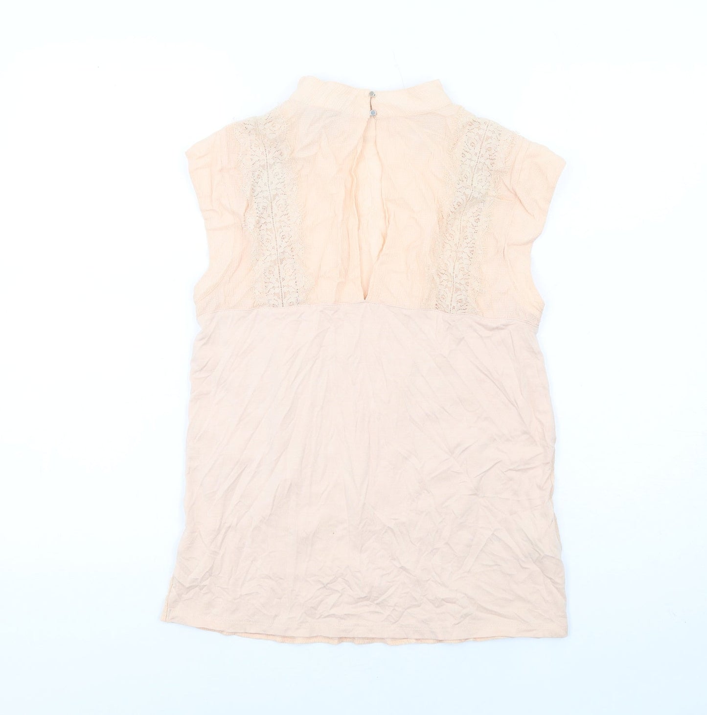 NEXT Womens Pink Viscose Basic Blouse Size 10 Mock Neck - Lace Detail