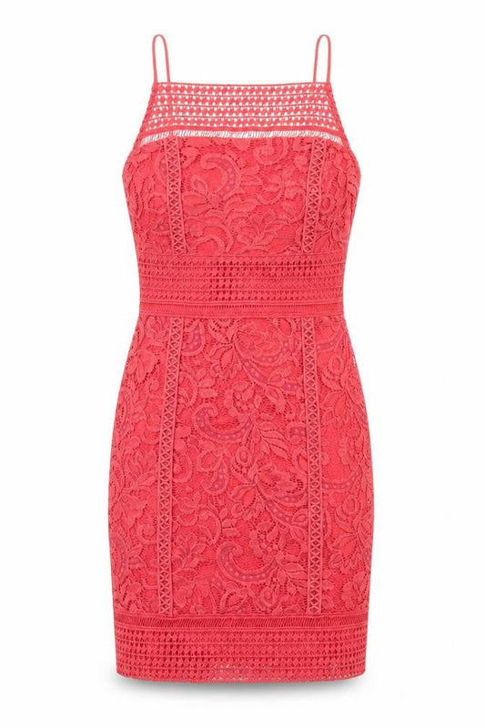 Topshop Womens Red Cotton Bodycon Size 6 Square Neck Zip