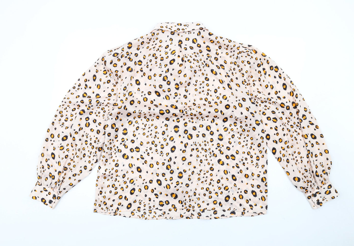 Topshop Womens Pink Animal Print Polyester Basic Button-Up Size 14 Collared - Leopard Print