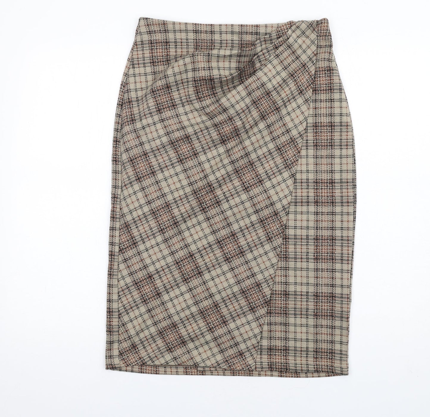 Max Studio Womens Brown Plaid Polyester Straight & Pencil Skirt Size S