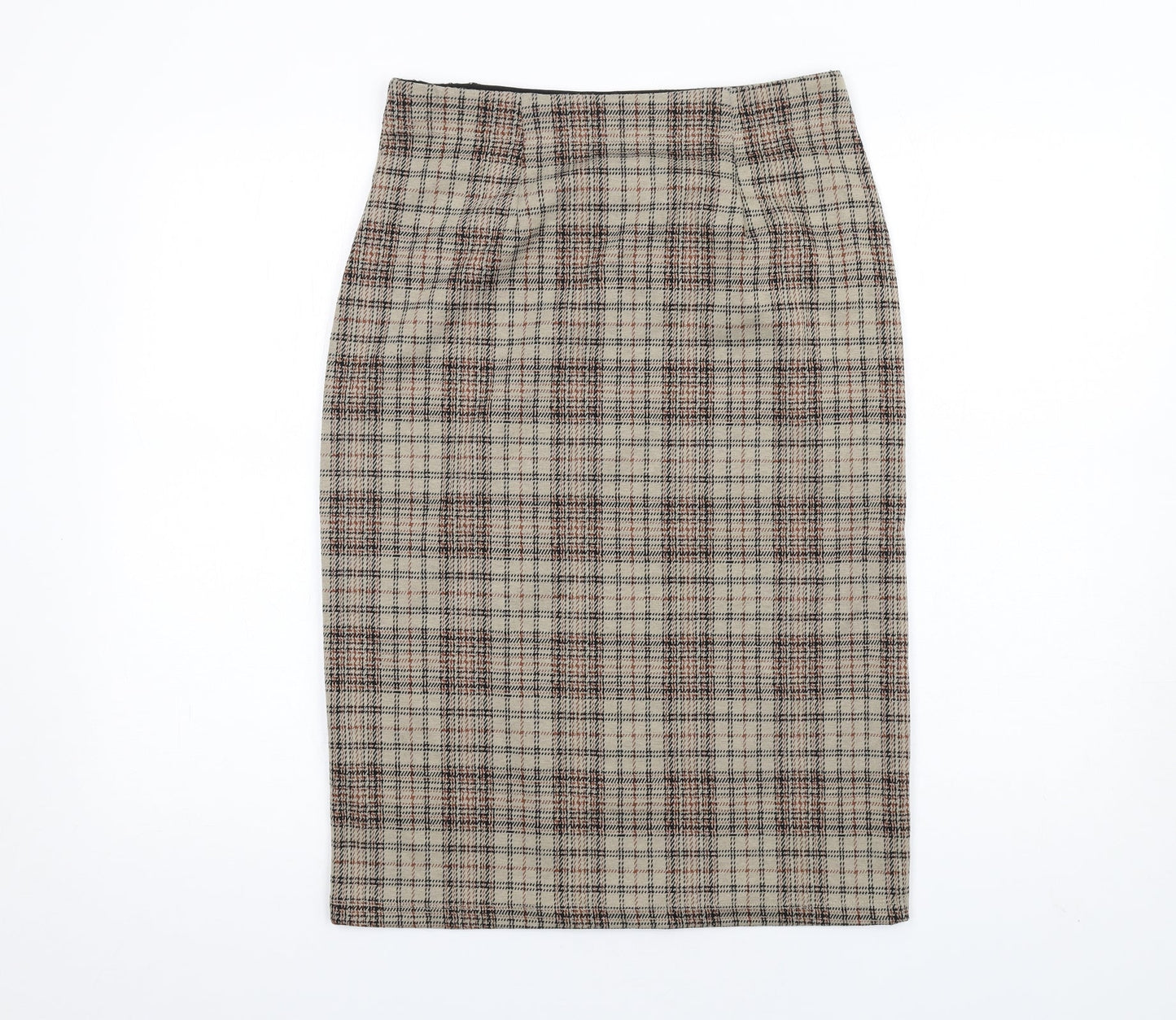 Max Studio Womens Brown Plaid Polyester Straight & Pencil Skirt Size S