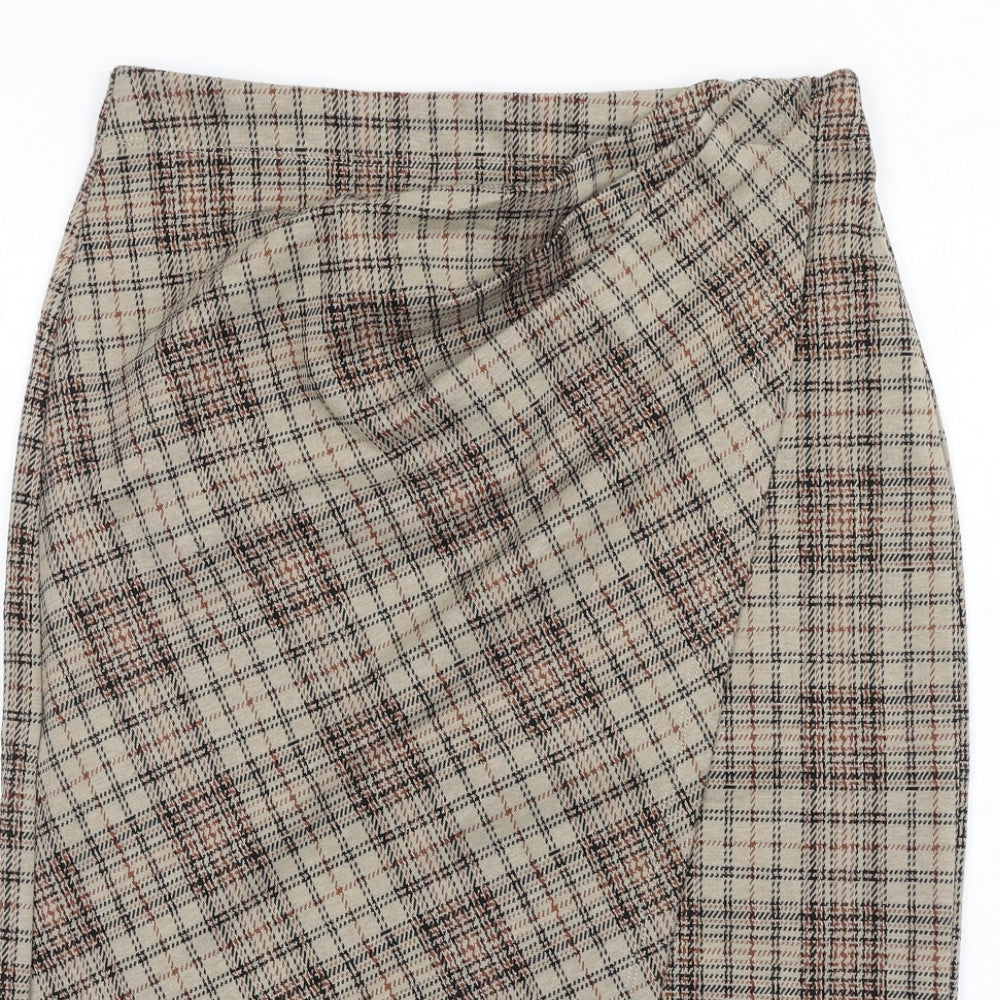 Max Studio Womens Brown Plaid Polyester Straight & Pencil Skirt Size S