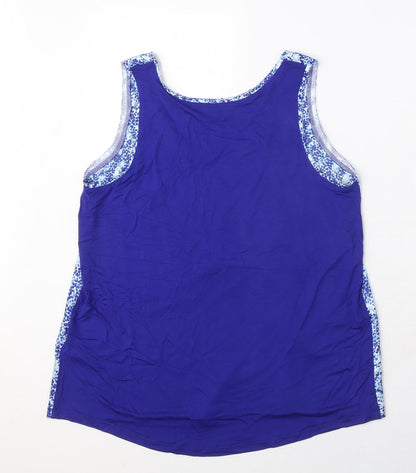 Marks & Spencer Womens Blue Geometric Polyester Basic Tank Size 8 Boat Neck