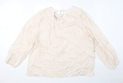 Back view of Autograph women’s pink cupro basic blouse, size UK 20, round neck