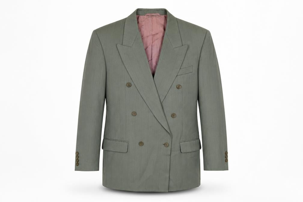 Hugo James Mens Grey Striped Polyester Jacket Suit Jacket Size 40 Regular