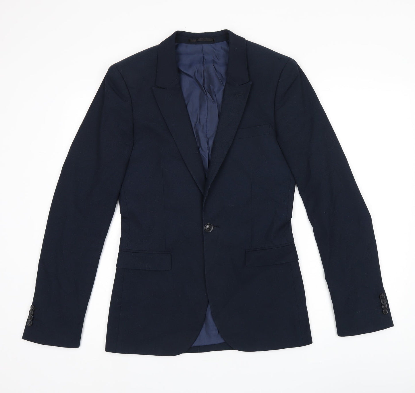 Topman Mens Blue Polyester Jacket Blazer Size 34 Regular
