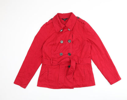 Marks & Spencer Womens Red Pea Coat Coat Size 14 Button