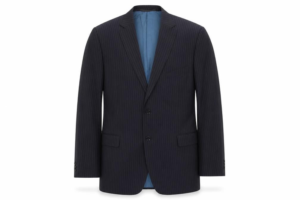 Marks & Spencer Mens Blue Striped Polyester Jacket Suit Jacket Size 48 Regular