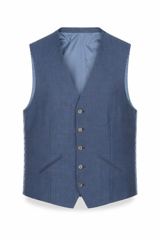 Fellini Mens Blue Polyester Jacket Suit Waistcoat Size 40 Regular
