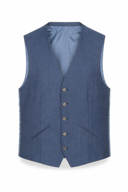 Fellini Mens Blue Polyester Jacket Suit Waistcoat Size 40 Regular