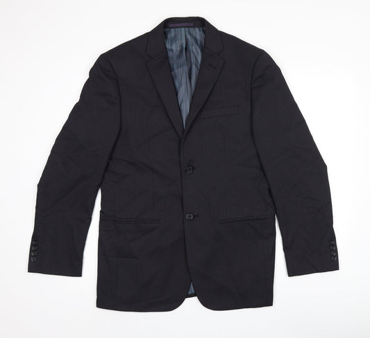 NEXT Mens Blue Striped Polyester Jacket Suit Jacket Size 38 Regular