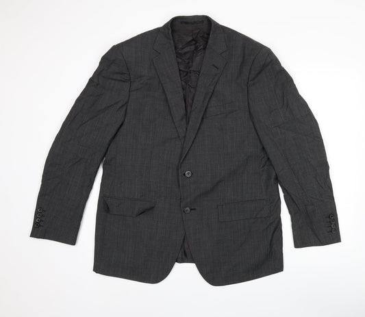 Marks and Spencer Mens Grey Plaid Wool Jacket Suit Jacket Size 42 Regular