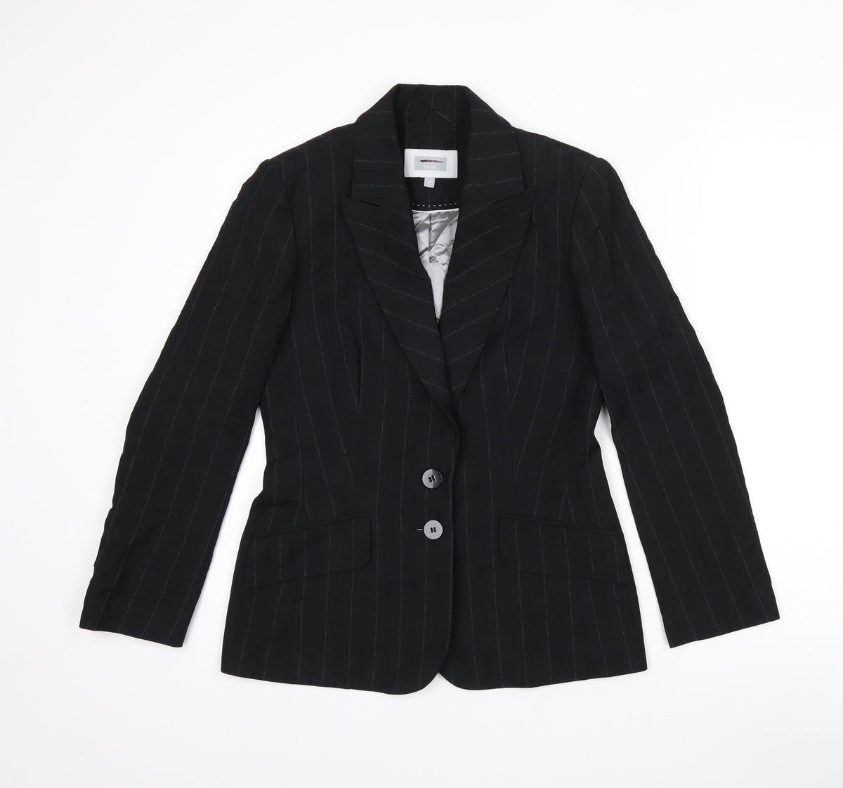 Next Womens Black Striped Polyester Jacket Suit Jacket Size 10