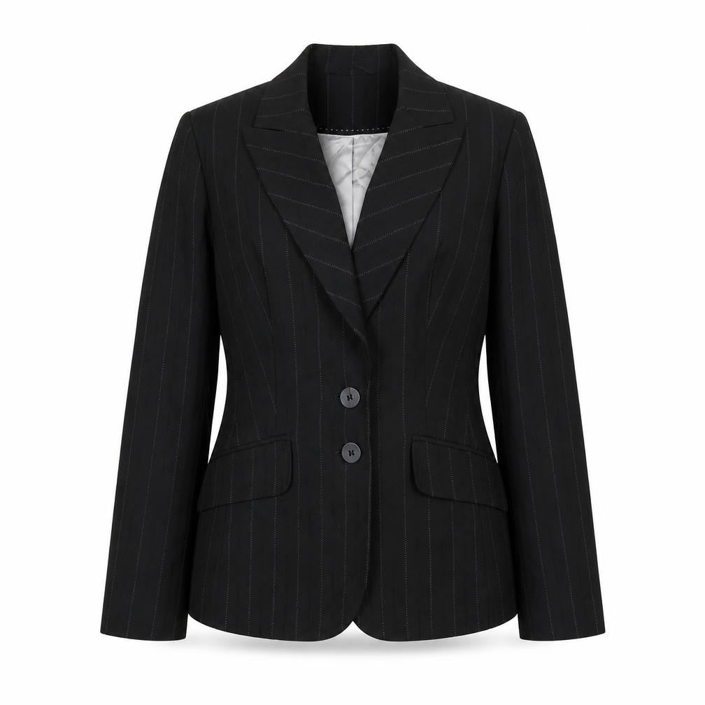 Next Womens Black Striped Polyester Jacket Suit Jacket Size 10