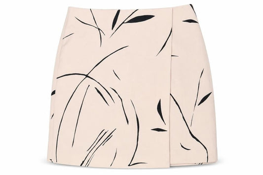Keepsake Womens Beige Geometric Polyester A-Line Skirt Size S Zip