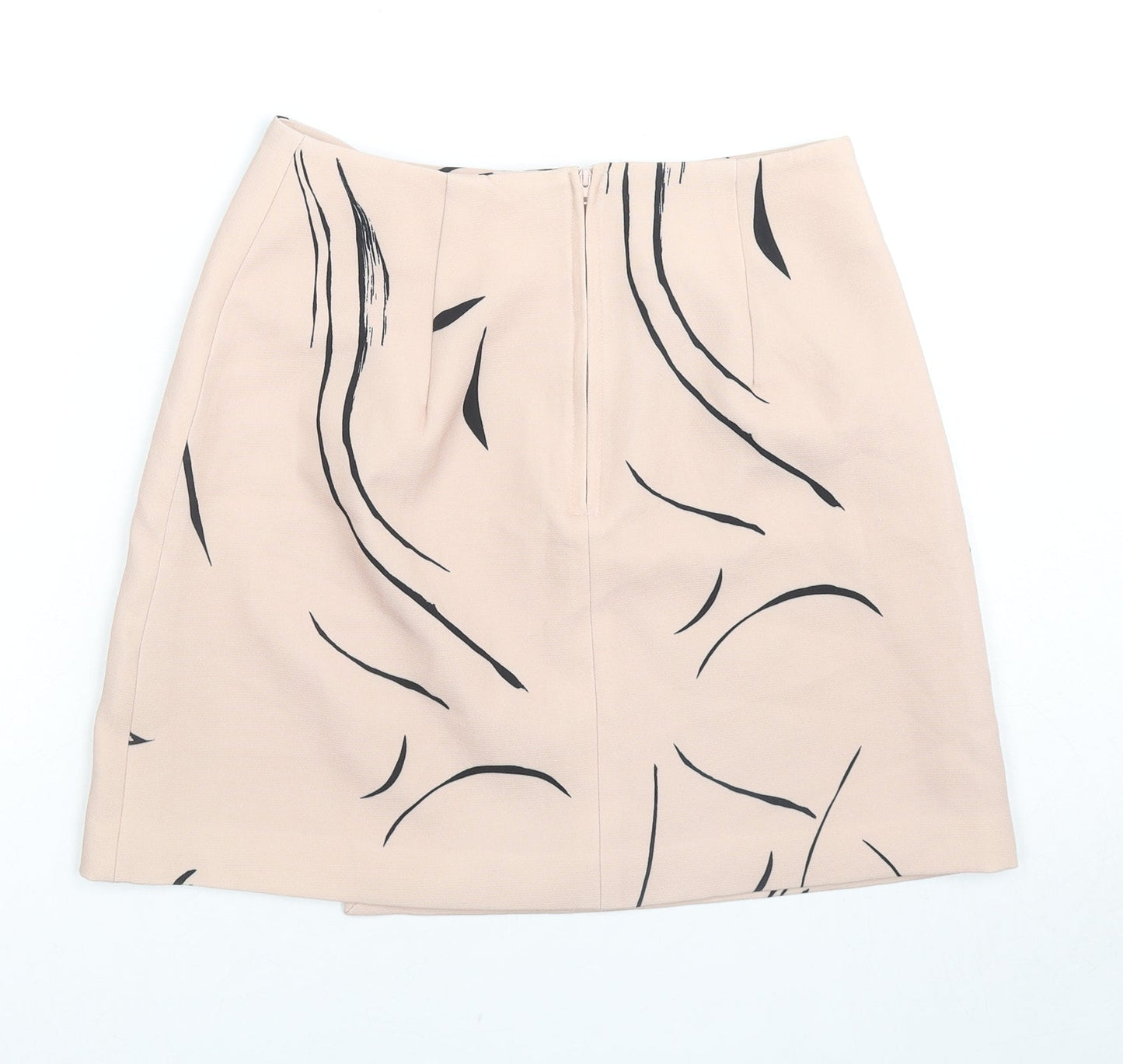 Keepsake Womens Beige Geometric Polyester A-Line Skirt Size S Zip