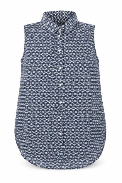 H&M Womens Black Geometric Polyester Basic Button-Up Size 8 Collared