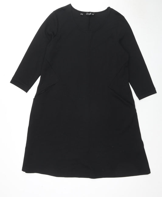 BPC Collection Womens Black Polyester A-Line Size M Round Neck Pullover
