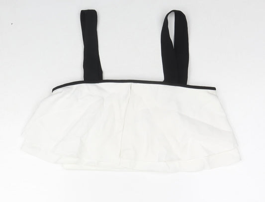 Zara Womens White Polyester Cropped Blouse Size S Square Neck