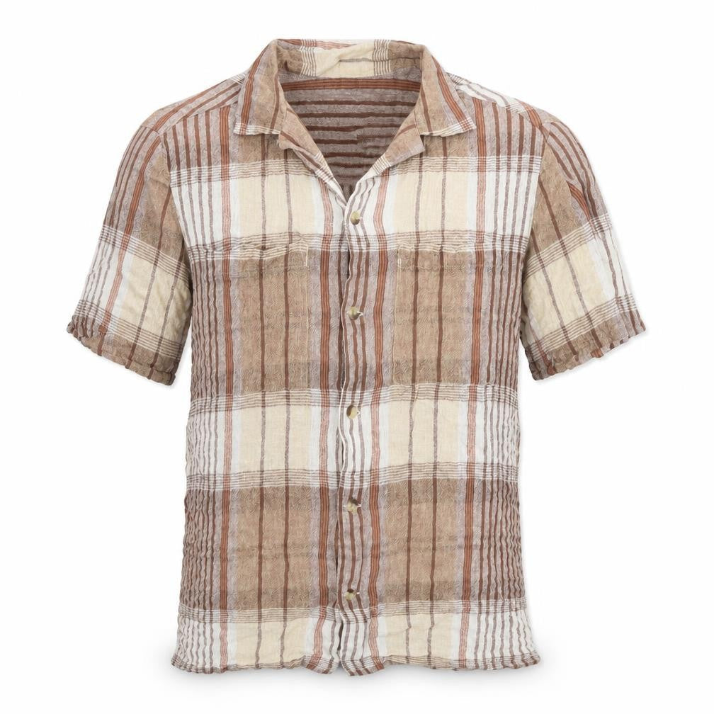 River Island Mens Beige Check Cotton Button-Up Size S Collared Button