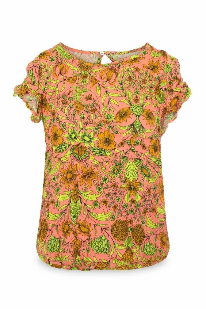 H&M Womens Multicoloured Floral Viscose Basic T-Shirt Size 6 Round Neck