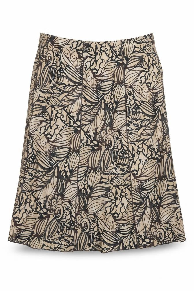 Marks & Spencer Womens Brown Geometric Ramie A-Line Skirt Size 14
