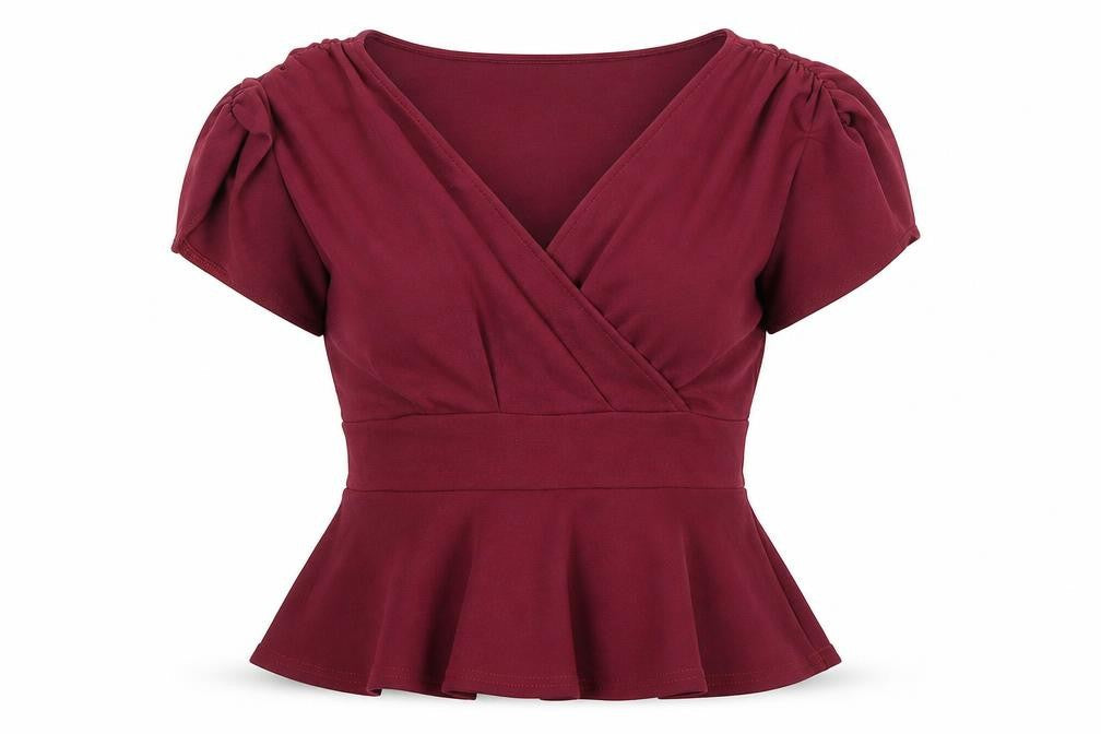 Quiz Womens Red Polyester Basic Blouse Size 8 V-Neck