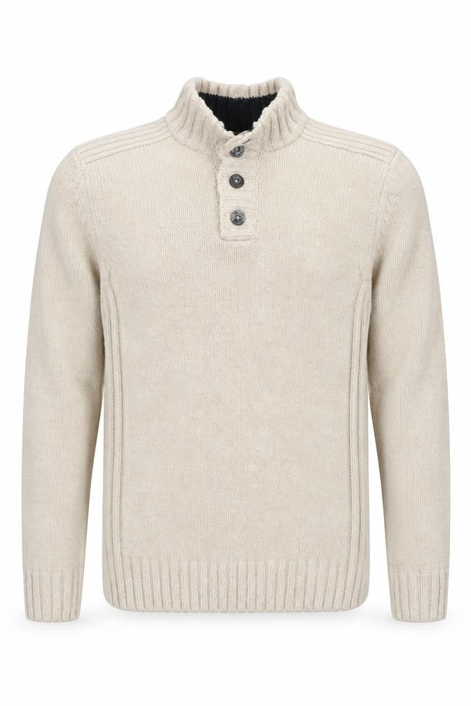 M&Co Mens Beige Collared Polyester Henley Jumper Size S Long Sleeve