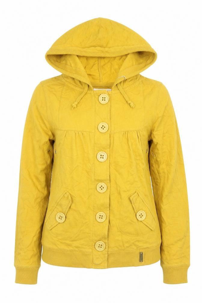 River Island Womens Yellow Cotton Pullover Hoodie Size 10 Button - Button Up