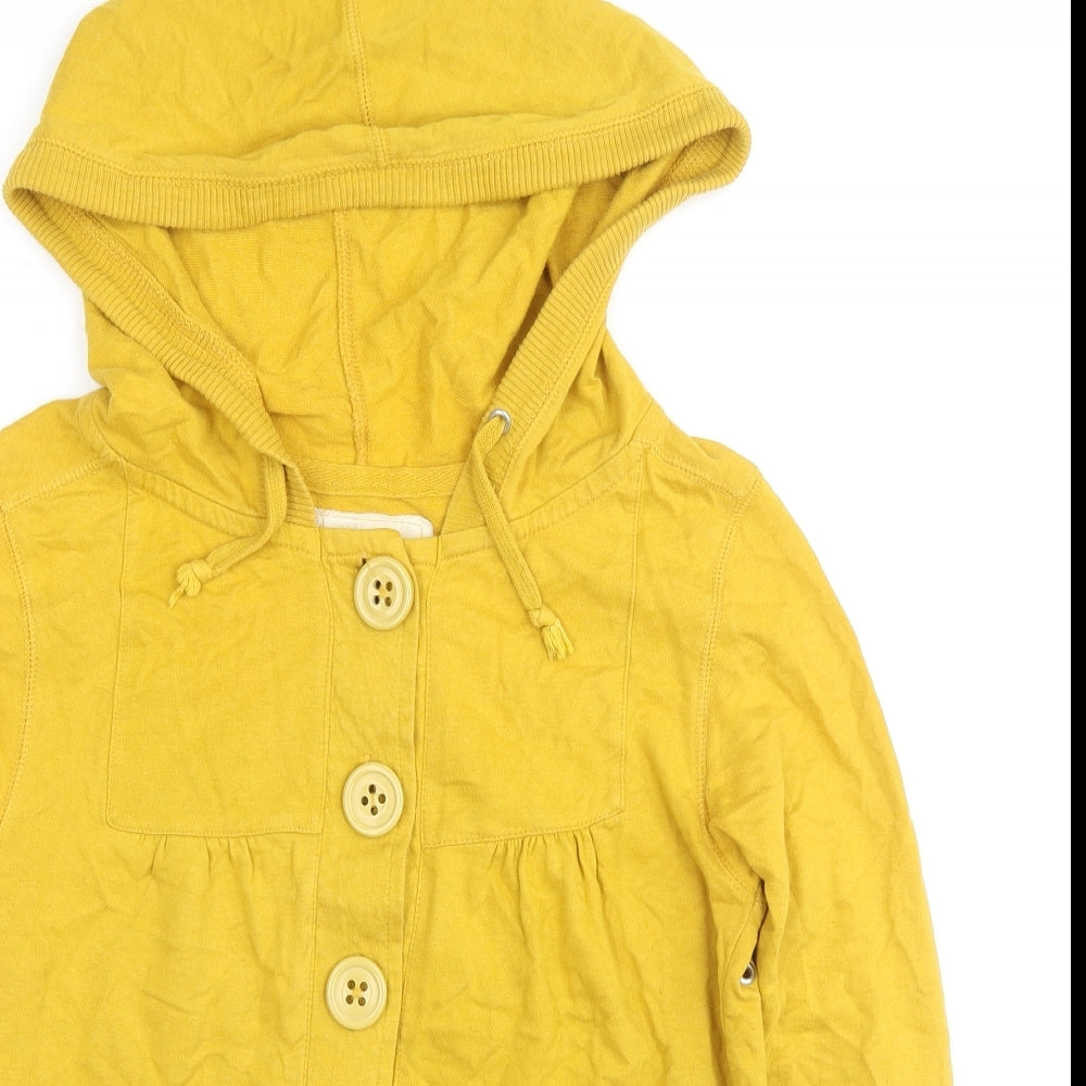River Island Womens Yellow Cotton Pullover Hoodie Size 10 Button - Button Up