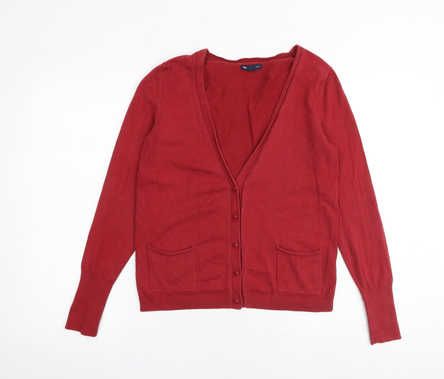 Gap Womens Red V-Neck Polyester Cardigan Jumper Size XS