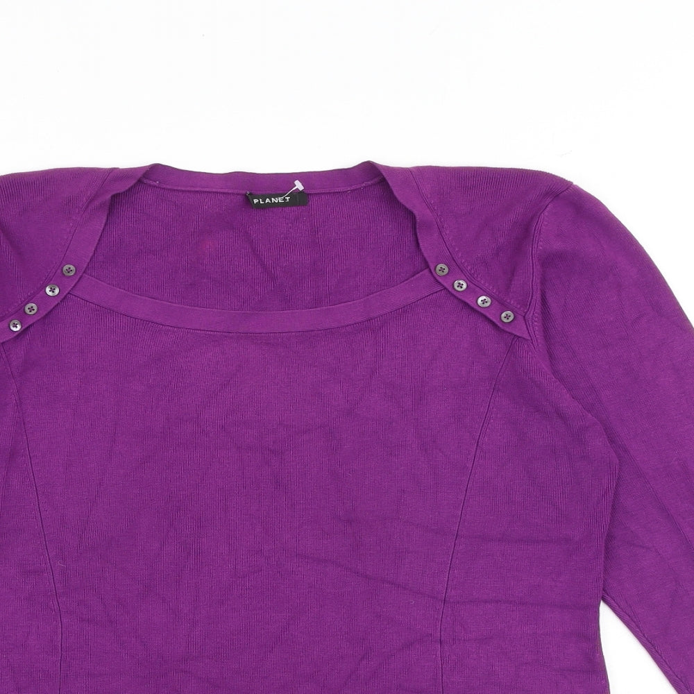 Planet Womens Purple Round Neck Viscose Pullover Jumper Size XL
