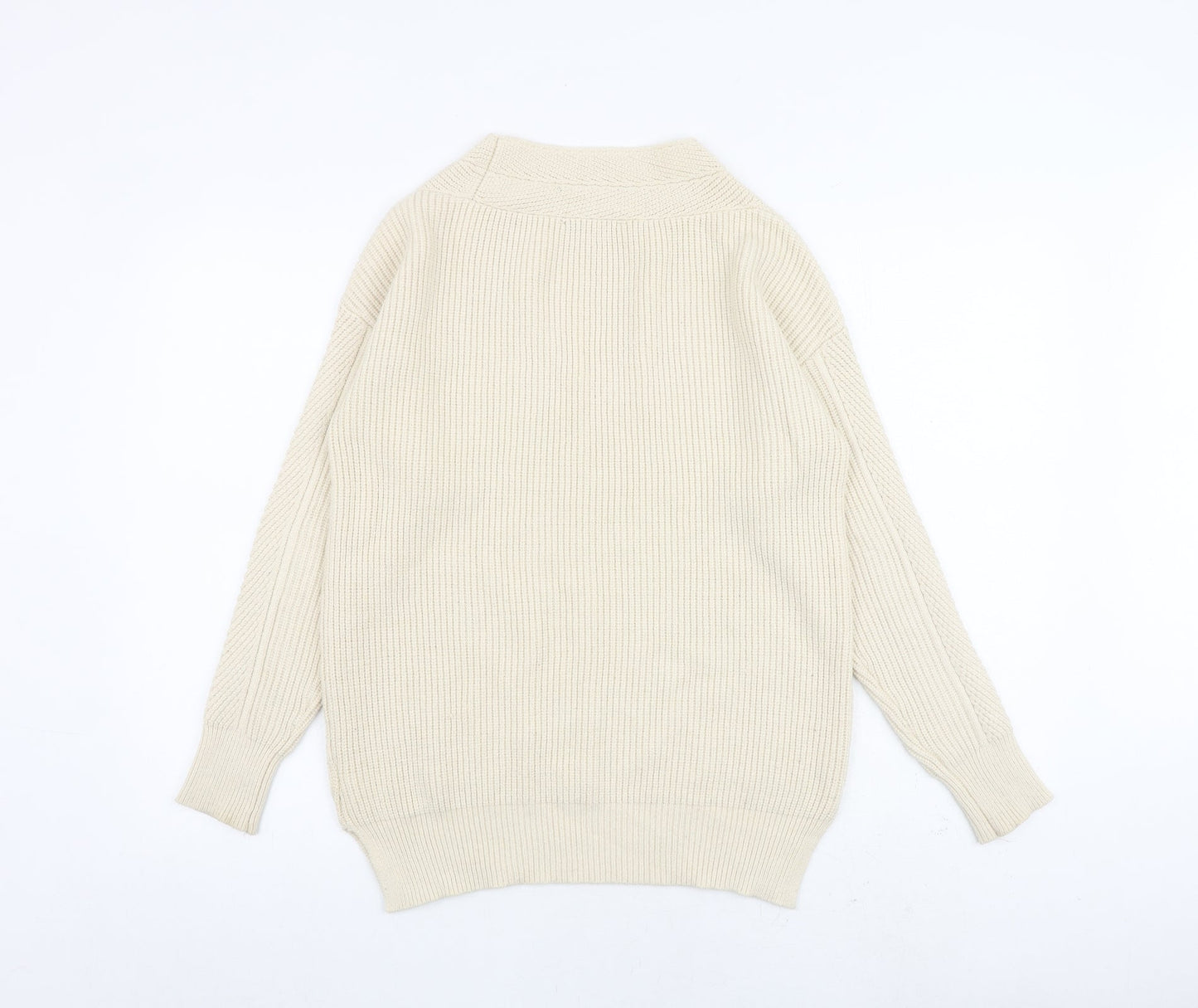 NEXT Womens Beige V-Neck Viscose Pullover Jumper Size XS