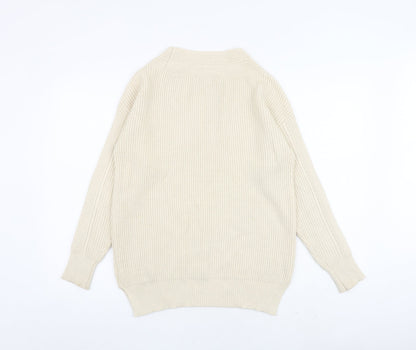 Next Womens Beige V-Neck Viscose Pullover Jumper Size XS