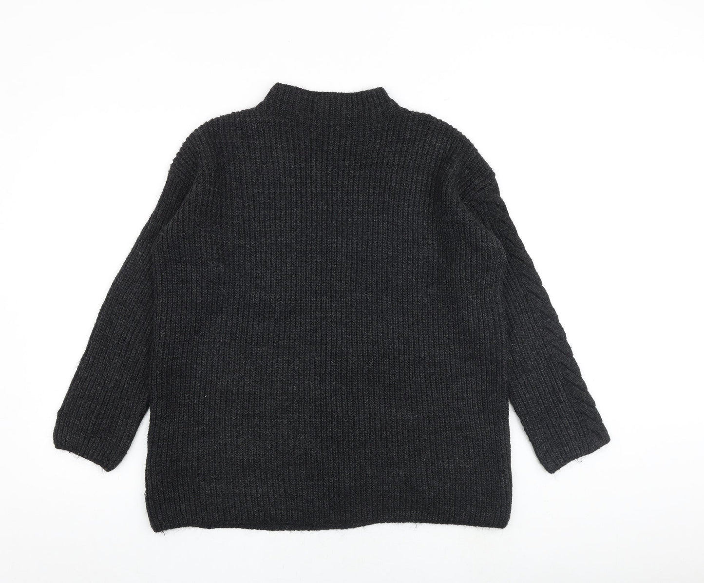 Limited Collection Womens Grey Mock Neck Acrylic Pullover Jumper Size S