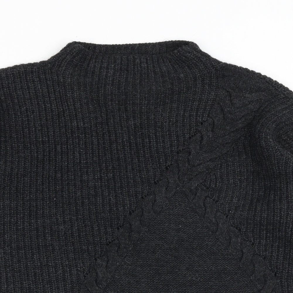Limited Collection Womens Grey Mock Neck Acrylic Pullover Jumper Size S