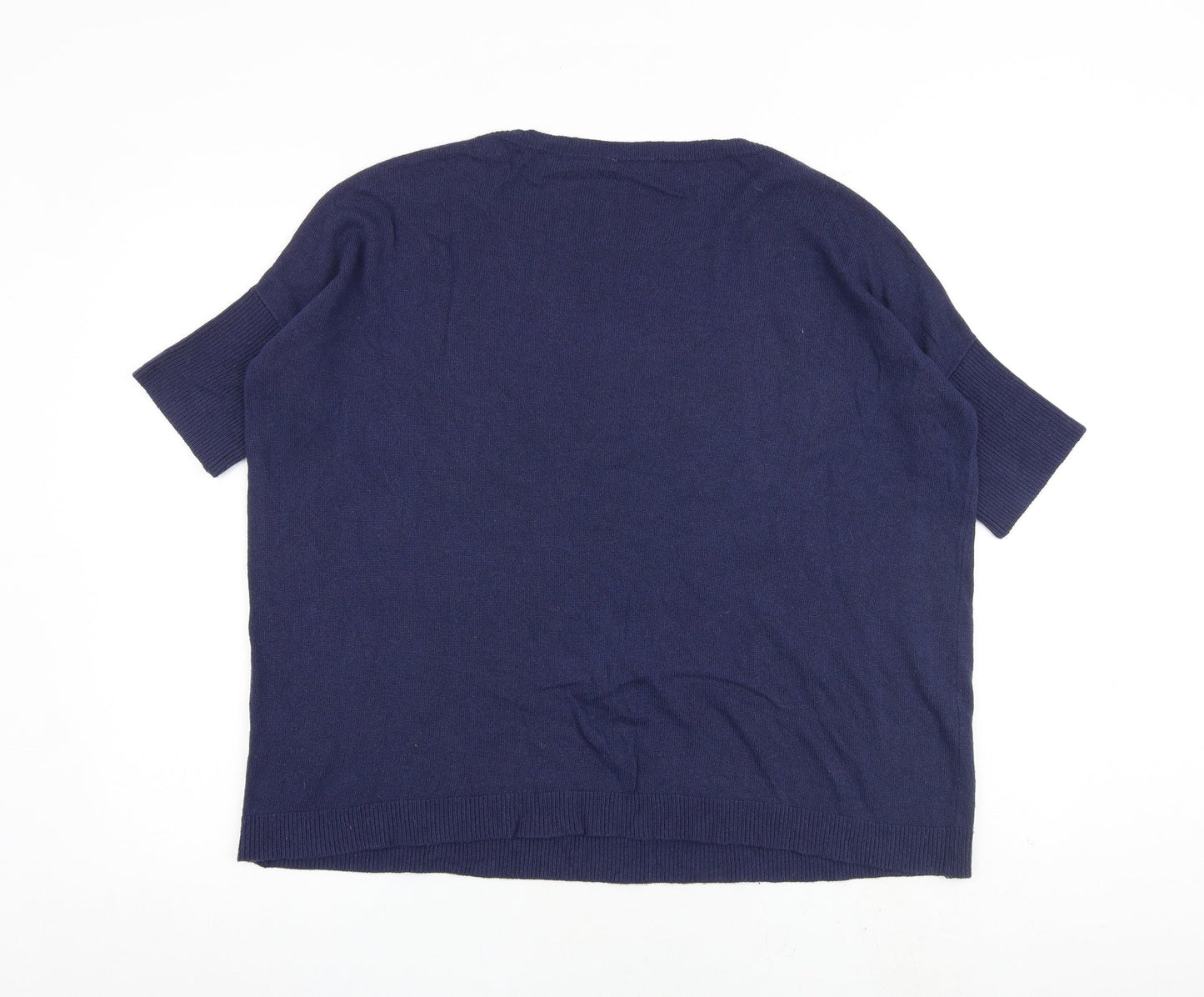 United Colors of Benetton Womens Blue Round Neck Wool Pullover Jumper Size XS